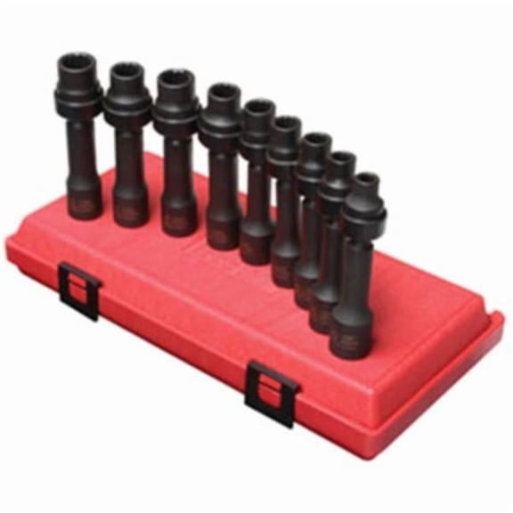 Sunex Tools SUU-2695 0.5 in. Drive 12 Point Metric Driveline Limited Clearance Impact Socket Set - 9 Piece