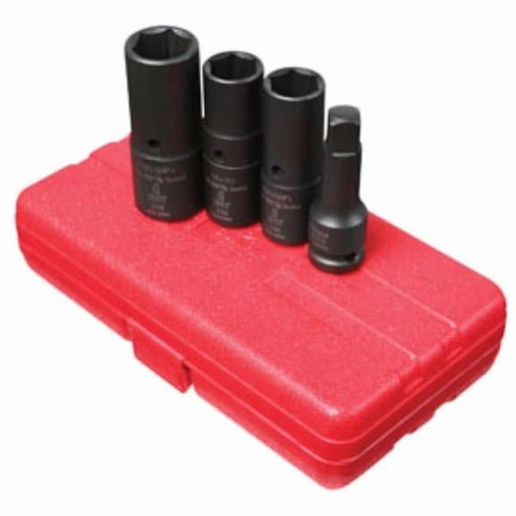 Sunex Tools SUU-2724 0.5 in. Drive - SAE & Metric Deep Thin Wall Flip Socket Set - 4 Piece