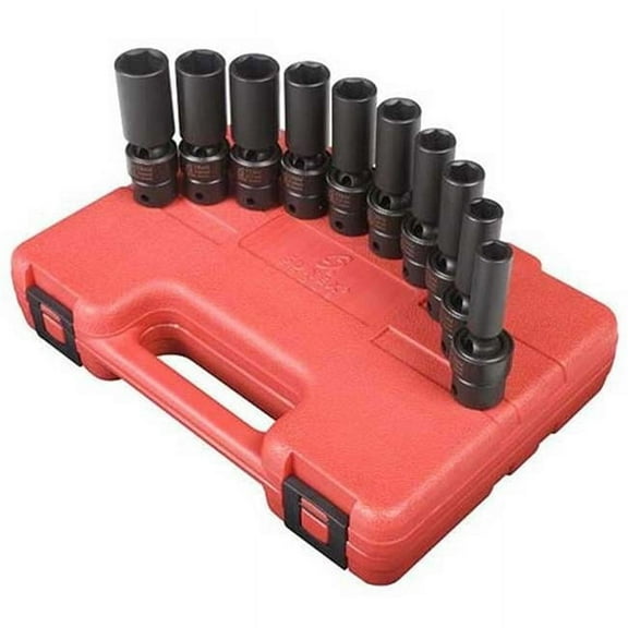 Sunex Tools SUU-3660 0.38 in. Drive Metric Universal Deep Impact Socket Set - 10 Piece