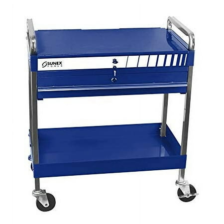 Sunex Tools Service Cart With Locking Top And With Locking Drawer, Blue