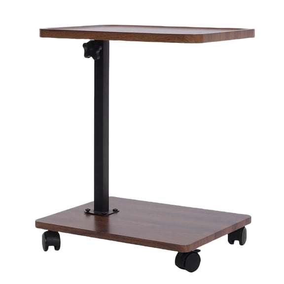 Sunfenle Sofa Side Table Metal Solid Wood Modern Minimalist Rolling Couch End Table Supports Height Adjustment for Laptop