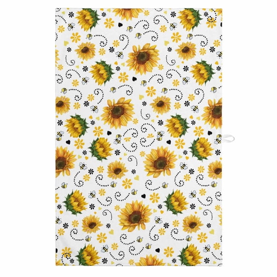 Sunflower 1 Pack Kitchen Towel, Water Absorbent Dish Towel, Summer Botanical Farmhouse Floral Elegant Decorative Hand Towels - Quick Drying Cloth for Cooking Baking, 18x28 Inch