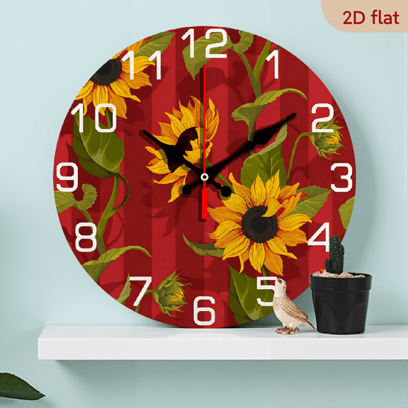 Sunflower.1 pc wall clock.Accurate timing, frameless design, simple and elegant. Silent movement, silent walking, healthy sleep every day,10*10inch.