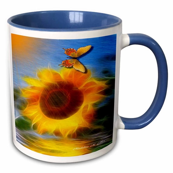 3drose, Sunflower, 11oz Two-tone Blue Mug