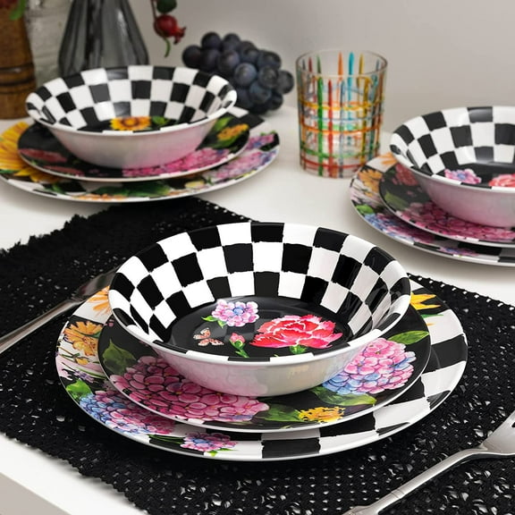 Sunflower 12-Piece Melamine Dinnerware Set