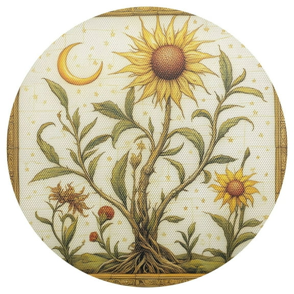 Sunflower 15.4in Diameter PVC Plate Mat, Heat-Resistant and Cuttable, Kitchen Decor