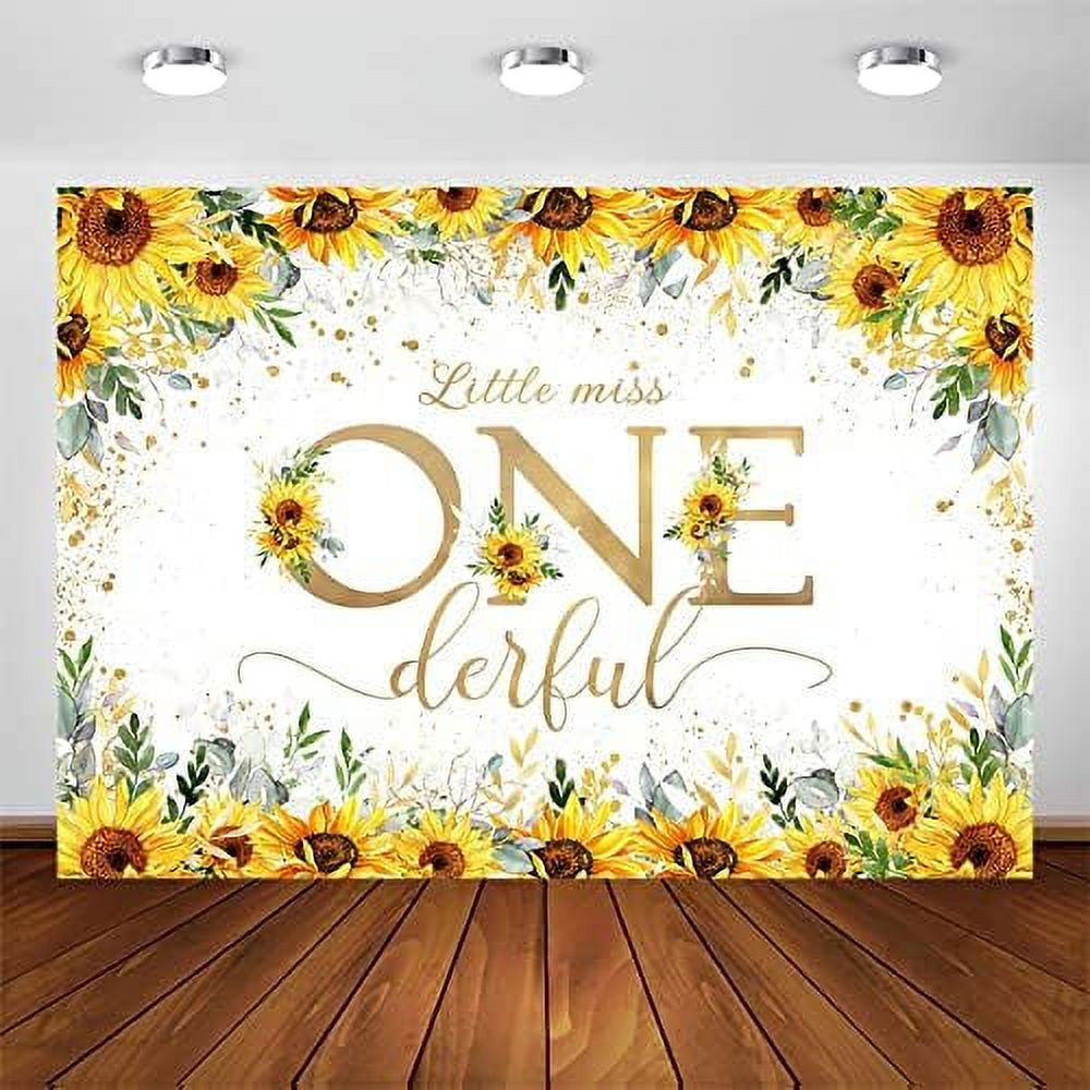 Sunflower 1st Birthday Backdrop for Girl Little Miss Onederful Party ...