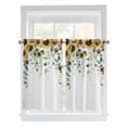 thumbnail image 1 of Sunflower 2 Panel Kitchen Curtains for Windows, Yellow Floral Eucalyptus Leaves Watercolor Bathroom Privacy Curtain, Home Décor Window Treatment for Bedroom/Living Room 55"x45", 1 of 6