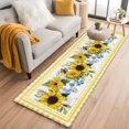 thumbnail image 1 of Sunflower 2'x6' Runner Rugs for Hallway Kitchen Bedside Non Slip Washable, Yellow Flowers Yellow Plaid Farmhouse Entryway Rug Runners with Rubber Backing, Long Carpet Runner for Laundry Room, 1 of 8