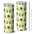thumbnail image 1 of Sunflower 20 Oz Stainless Steel Skinny Tumbler – Vacuum Insulated Slim Travel Cup with Lid & Stainless Steel Straw, 360° Full Wrap Printed Tumbler for Home, Office & Outdoor Use, Spring, 1 of 6
