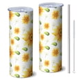thumbnail image 1 of Sunflower 20 Oz Stainless Steel Skinny Tumbler – Vacuum Insulated Slim Travel Cup with Lid & Stainless Steel Straw, 360° Full Wrap Printed Tumbler for Home, Office & Outdoor Use, Spring, 1 of 6