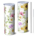 thumbnail image 1 of Sunflower 20 Oz Stainless Steel Skinny Tumbler – Vacuum Insulated Slim Travel Cup with Lid & Stainless Steel Straw, 360° Full Wrap Printed Tumbler for Home, Office & Outdoor Use, Spring, 1 of 6
