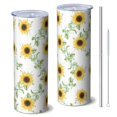 thumbnail image 1 of Sunflower 20 Oz Stainless Steel Skinny Tumbler – Vacuum Insulated Slim Travel Cup with Lid & Stainless Steel Straw, 360° Full Wrap Printed Tumbler for Home, Office & Outdoor Use, Spring, 1 of 6