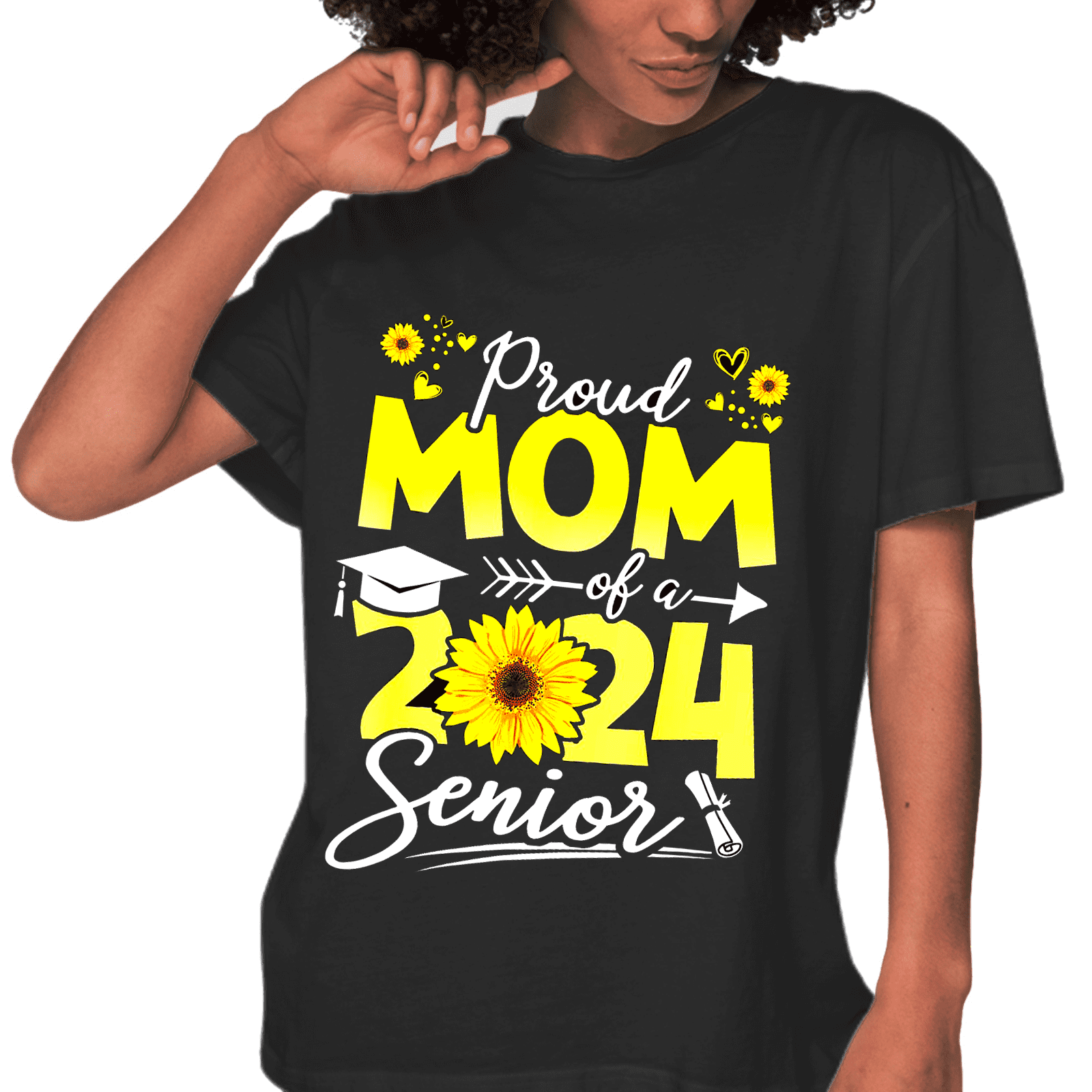 Sunflower 2024 Proud Mom Of A 2024 Senior Graduation 24 Fashion Casual ...