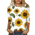 thumbnail image 1 of Sunflower 3/4 Sleeve Tops for Womens Plus Size Crewneck Tshirt Casual Summer Basic Tee Tunic Blouse, 1 of 5