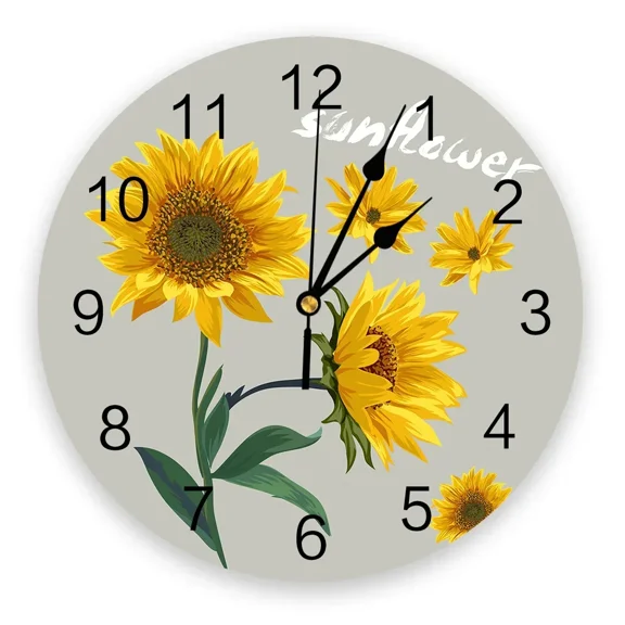 Sunflower 3D Wall Clock Modern Design Brief Living Room Decoration Kitchen Clock Art Wall Watch Home Decor(10 Inch)