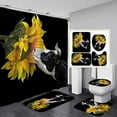 thumbnail image 1 of Sunflower 4 PCS Shower Curtain Sets with Non-Slip Rugs, Toilet Lid Cover and Bath Mat,4PCS Shower Curtains with 12 Hook s, Durable Waterproof Bath Curtain, 1 of 5