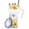 thumbnail image 1 of Sunflower 40 Oz Tumbler with Handle and Straw,Bee Butterfly Floral Big Stainless Steel Vacuum Insulated Tumbler Coffee Cup Water Bottle Travel Mug,Sunflower Gifts for Women Decor Accessories,Yellow, 1 of 6