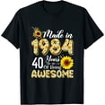 thumbnail image 1 of Sunflower 40th birthday gifts for women, Floral Best of 1984 T-Shirt Black L, 1 of 5