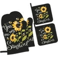 thumbnail image 1 of Sunflower 4pcs Oven Mitts and Pot Holders Sets,You are My Sunshine Heat Resistant Kitchen Oven Glove Potholder Hot Pads for Cooking BBQ Baking Grilling, 1 of 6
