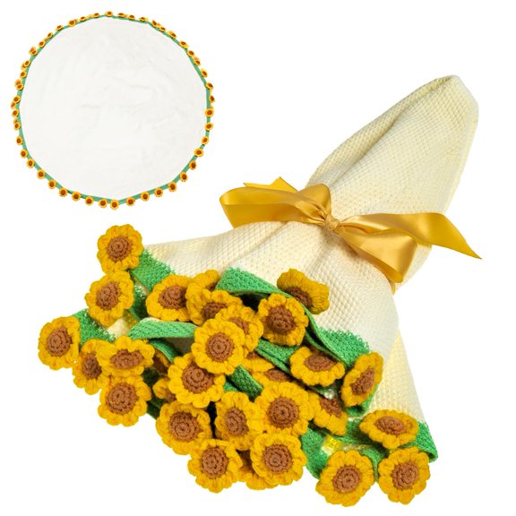 Sunflower 60inches Handmade Knitted Throw Home Decor Gift