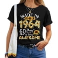 thumbnail image 1 of Sunflower 60th Birthday T-Shirt for Women – Floral Best of 1964 Vintage Style Shirt, 60 Years Old Celebration Tee, Birthday Gift for Her, 1 of 3