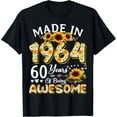 thumbnail image 1 of Sunflower 60th birthday gifts for women, Floral Best of 1964 T-ShirtMen and women, Black T-shirt, size: Extra large, 1 of 4