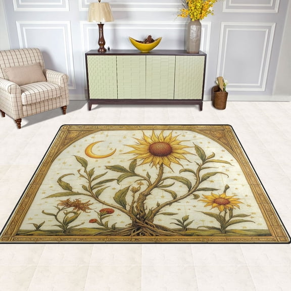 Sunflower 63''x48'' Plush Memory Foam Bath Mat, Soft, Absorbent, Non Slip, Durable