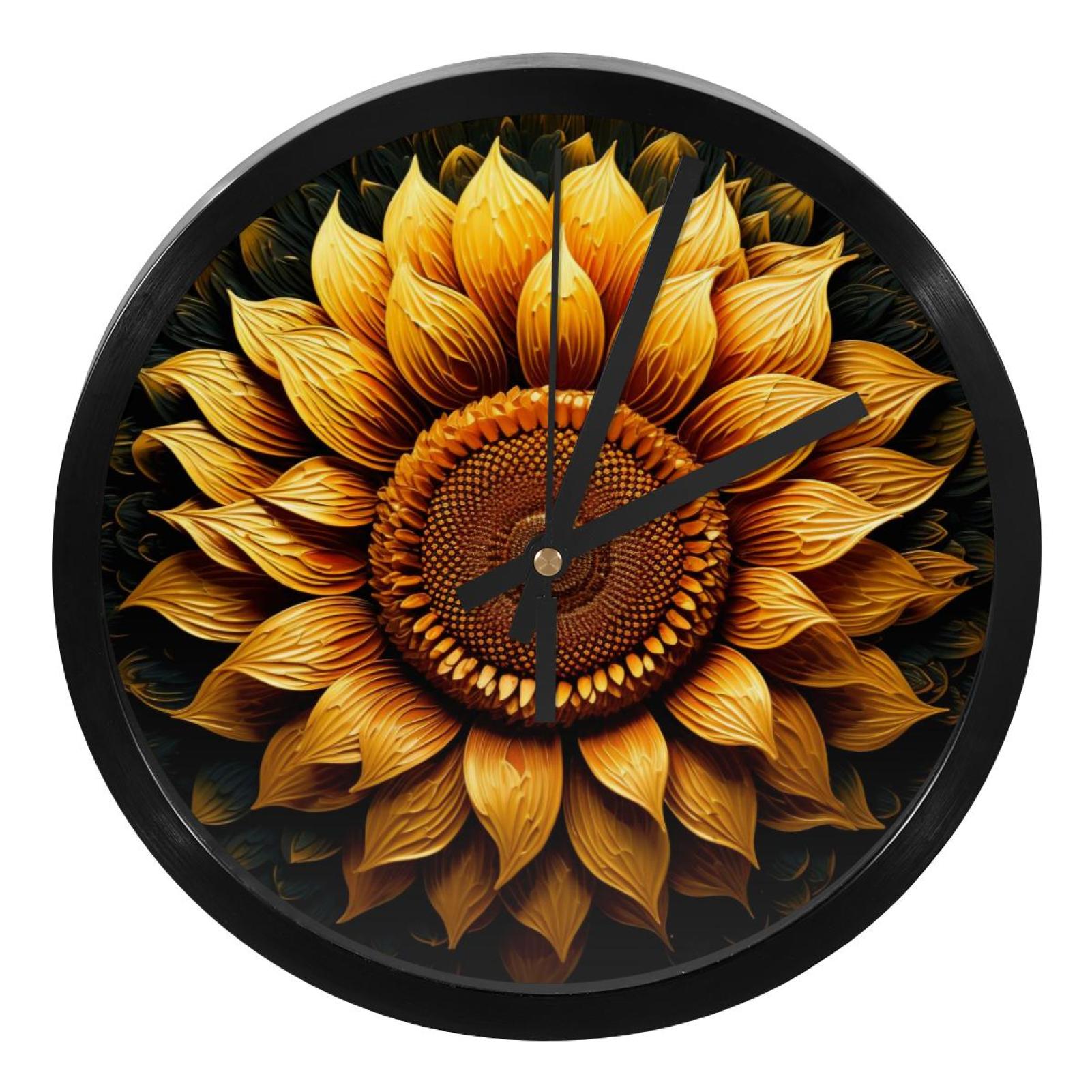 Sunflower 9.8 Inch Silent Round Digital Wall Clock - Battery Operated ...