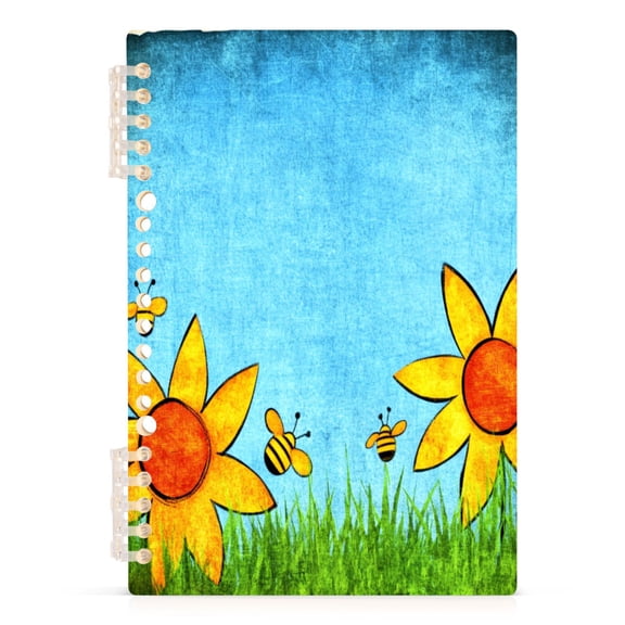 Sunflower A5 8.3x5.7in PP Notebook, Adjustable Rings, 60 Sheets, Diary or Journey Note