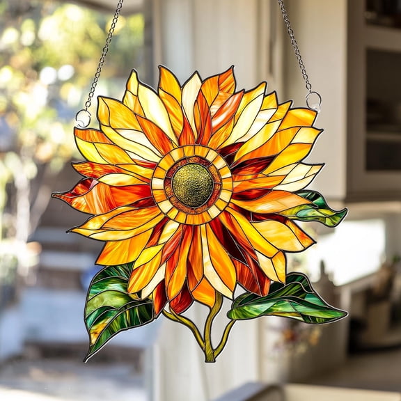 Sunflower Acrylic Suncatcher Window Hanging, Floral Garden Sun Catcher, Plant Lover Gift