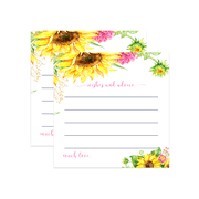 Sunflower Advice Cards 25 Pack Rustic Fall Floral Themed - 4x4 Size Set - Paper Clever Party
