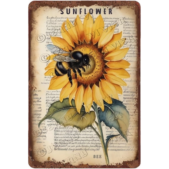 Sunflower Aluminum Sign Vintage Poster Sunflower Kitchen Wall Art Rustic Farmhouse Decor Boho Wall Decor for Cafes Club Pub Sign Sunflower Gifts for Sister 12x8 Inches