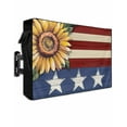 thumbnail image 1 of Sunflower America Flag Outdoor TV Cover 60 to 65 Inch Weatherproof, Farmhouse Retro US Flag 600D Oxford TV Covers with Waterproof Zipper, Outside Flat TV Screen Protector Size 58"W x 37"H x 4.5"D, 1 of 7