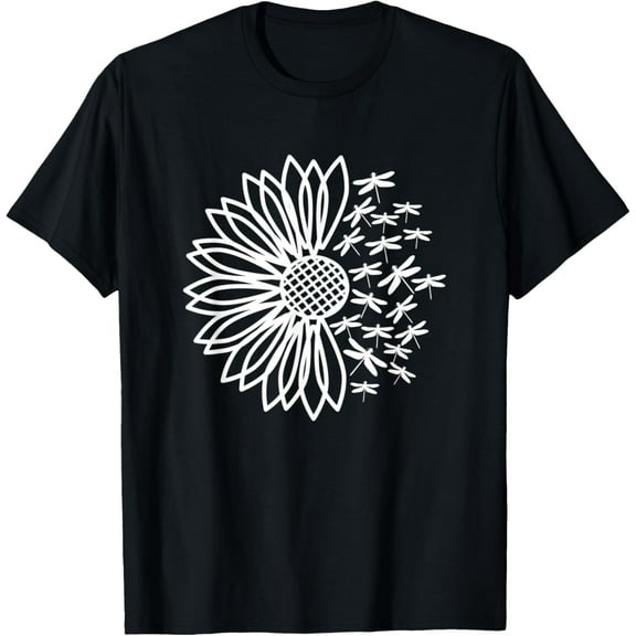 Sunflower And Dragonflies, Nature Graphics For Family T-Shirt