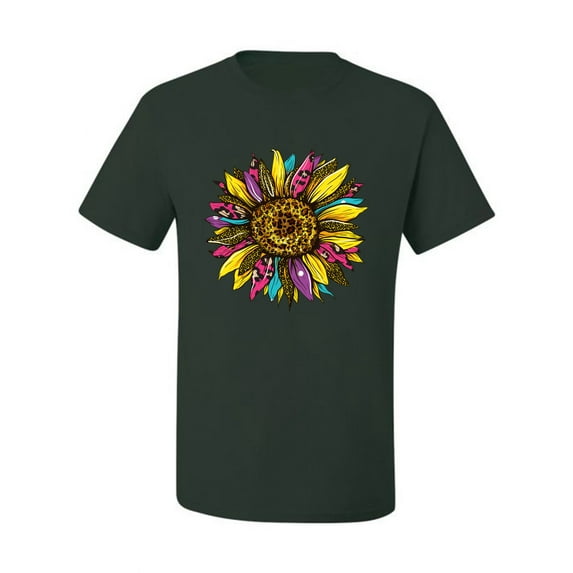 Sunflower Animal Print Fashion Men's Graphic T-Shirt, Forest Green, Medium