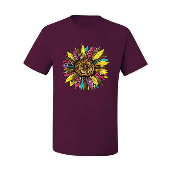 Sunflower Animal Print Fashion Men's Graphic T-Shirt, Maroon, Small