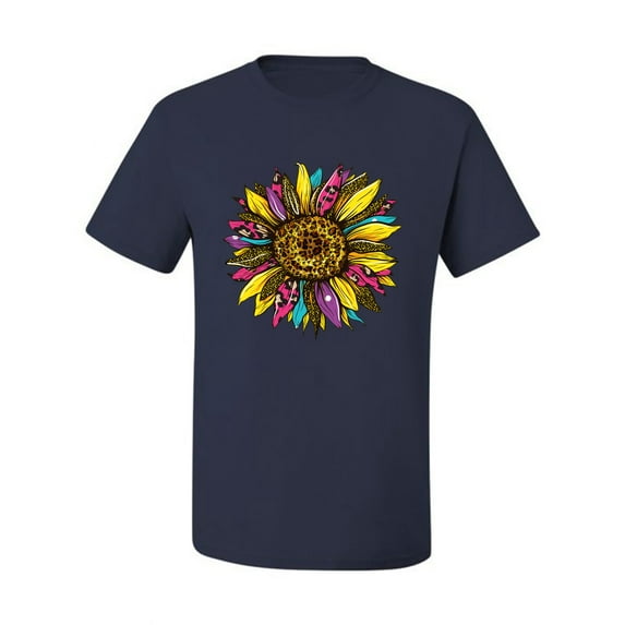 Sunflower Animal Print Fashion Men's Graphic T-Shirt, Navy, 4X-Large
