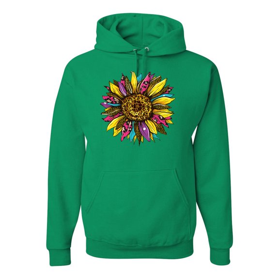 Sunflower Animal Print Fashion Unisex Graphic Hoodie Sweatshirt, Kelly, 3X-Large