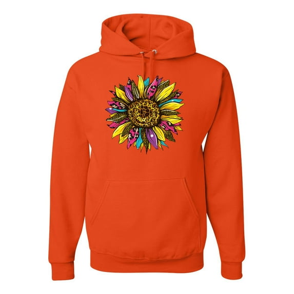 Sunflower Animal Print Fashion Unisex Graphic Hoodie Sweatshirt, Orange, Small