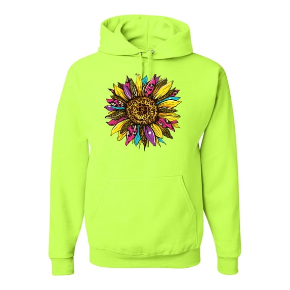 Sunflower Animal Print Fashion Unisex Graphic Hoodie Sweatshirt, Safety Green, Small