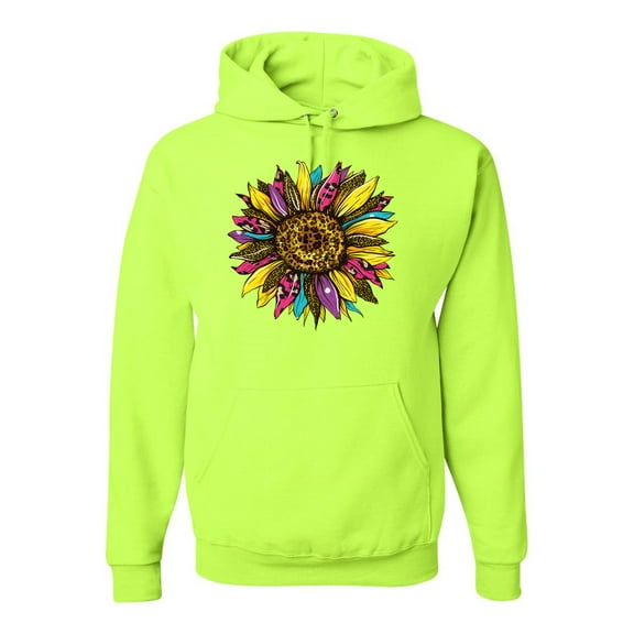 Sunflower Animal Print Fashion Unisex Graphic Hoodie Sweatshirt, Safety Green, X-Large