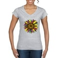 thumbnail image 1 of Sunflower Animal Print Fashion Womenâ€™s Standard V-Neck Tee, Heather Grey, Medium, 1 of 5