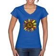 thumbnail image 1 of Sunflower Animal Print Fashion Women's Standard V-Neck Tee, Royal, Large, 1 of 5