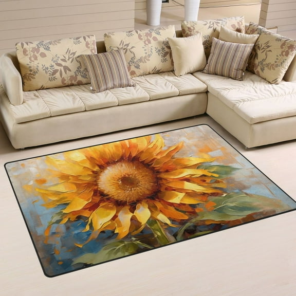 Sunflower Area Floor Mats Non-Slip Rugs Soft Doormat 31 x 20 inch Carpet for Living Dining Room Bedroom Decorative