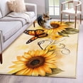 thumbnail image 1 of Sunflower Area Rug 4x6 FT, Non Slip Kids Room Carpet, Butterfly Spring Floral Retro Washable Soft Floor Carpet Non-Shedding Throw Rug for Dorm Kitchen Study Room Home Office Bedside, 1 of 9