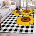 thumbnail image 1 of Sunflower Area Rug 4x6 FT, Non Slip Kids Room Carpet, Yellow Spring Flora Summer Botanical Plaid Washable Soft Floor Carpet Non-Shedding Throw Rug for Dorm Kitchen Study Room Home Office Bedside, 1 of 9