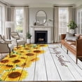 thumbnail image 1 of Sunflower Area Rugs 5'x8', Washable Small Throw Rugs for Classroom Bedroom, Yellow Summer Botanical Farmhouse Floral Wooden Indoor Outdoor Rug Non-Slip Low Pile Carpet Runner Reversible Floor Mats, 1 of 8