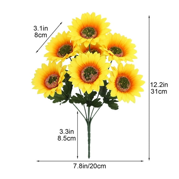 Sunflower Artificial Flowers, Outdoor Uv Resistant Faux Sunflower Stems, Home and Wedding Decoration Arrangements for Mantel Display, Tabletop Centerpiece, and Front Door Welcome, Akmoler