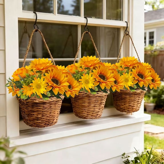 Sunflower Artificial Flowers Sun Flower Decoration Fake Sunflowers Bridesmaid Bouquet Faux Sunflowers Realistic Cemetery Flowers for Grave Silk Sunflowers Yellow Faux Flowers